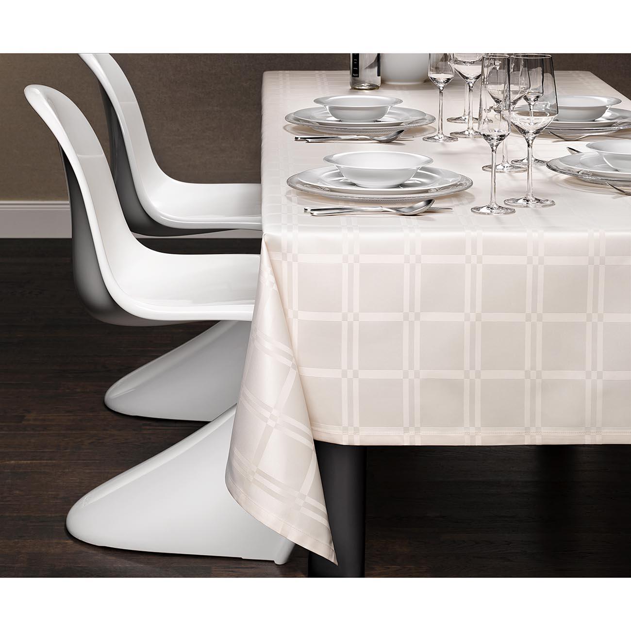 Fleckenabweisende Damast-Tischdecke, 140 x 170 cm, weiß