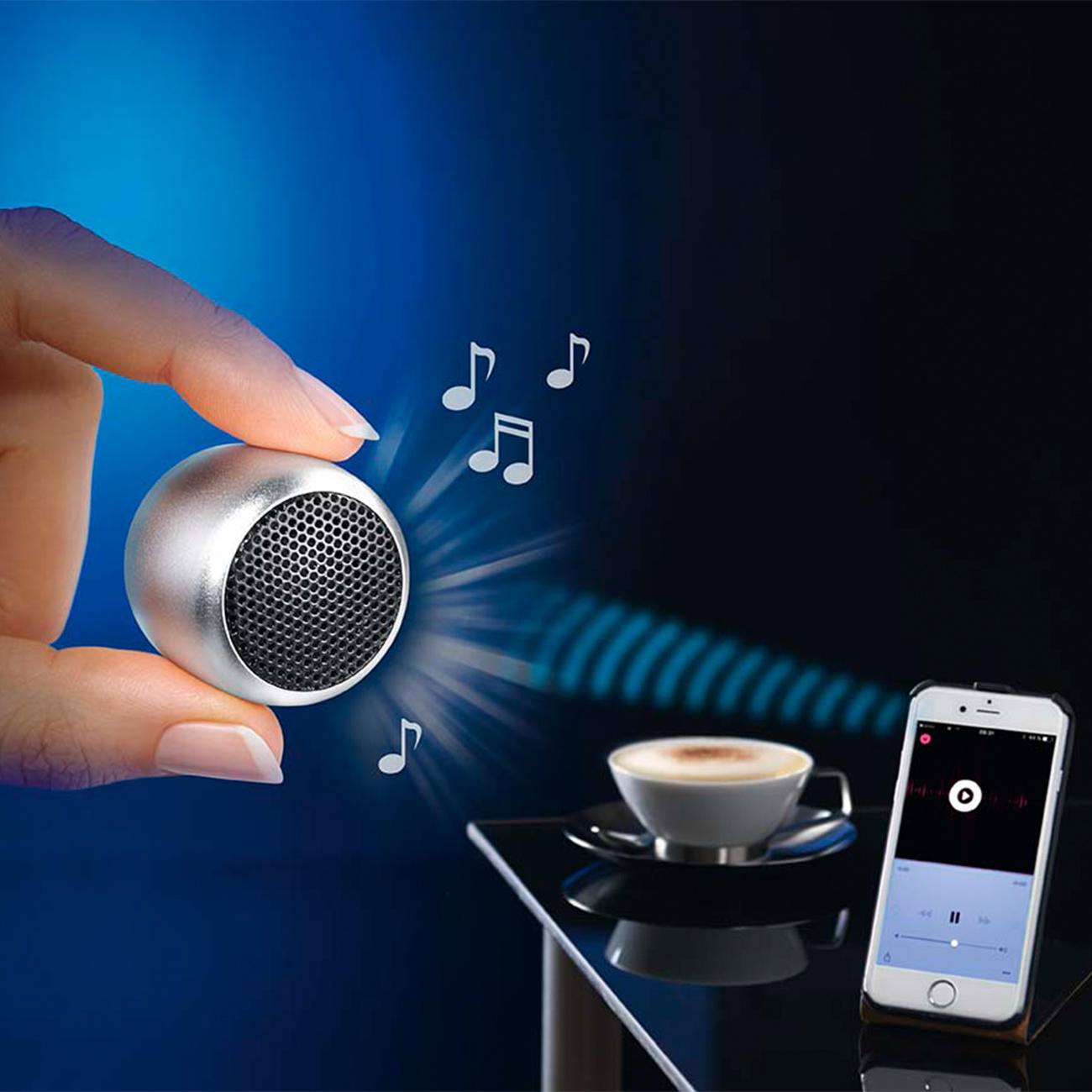 MiniBluetoothLautsprecher / MiniSpeaker, Silber, 3,4 x 2,5 cm