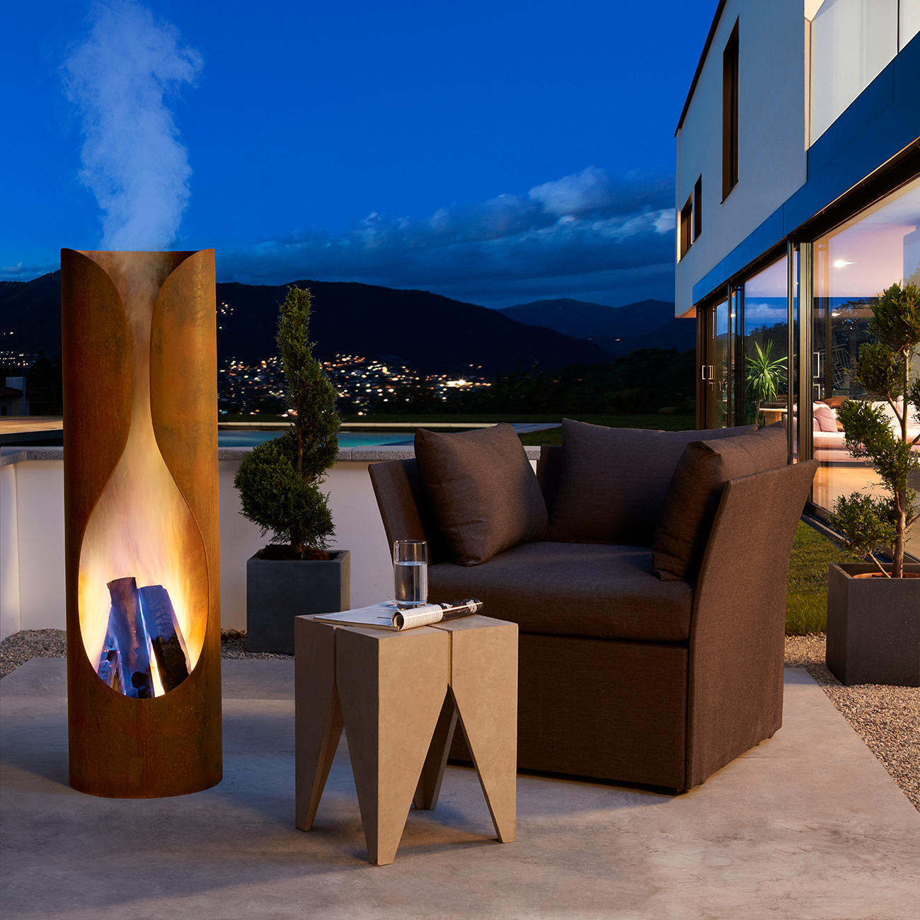 Gardenmaxx OutdoorKamin / GartenKamin / Feuersäule Masaya, Corten Stahl