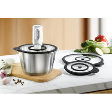 Vakuum-Deckel-Set mit Pumpe und drei verschiedenen Stöpseln.