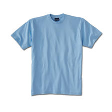 Hellblau Hellblaues 155 g Ragman T-Shirt mit Rundhalsausschnitt, auf weißem Hintergrund.