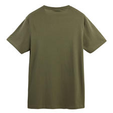 Khaki Rückansicht eines olivgrünen T-Shirts.