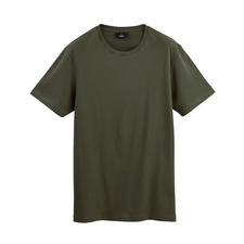 Khaki Olivgrünes T-Shirt von vorne, mit schmeichelhaftem Ausschnitt.
