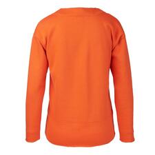 Hutschreuther Casual-Homesuit Rückansicht eines orangen Sweatshirts.