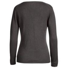 V-Pulli, Anthrazit Rückansicht eines anthrazitfarbenen Kaschmirpullovers für Damen.