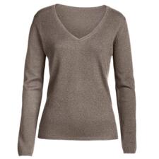 V-Pulli, Taupe Damen V-Pulli aus Kaschmir in taupe.