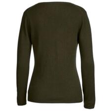 V-Pulli, Grün Rückansicht eines grünen Kaschmirpullovers für Damen.