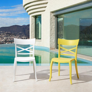 Design-Stuhl in-/outdoor Stylish, wohnlich, wetterfest – der perfekte Stuhl für drinnen und draußen.
