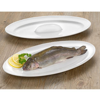 Fisch-Brat- und Servierschale Saftig gebratener Fisch: Auf dieser genialen Ofenplatte einfach wie nie. Ohne kniffliges Wenden und Umsetzen.
