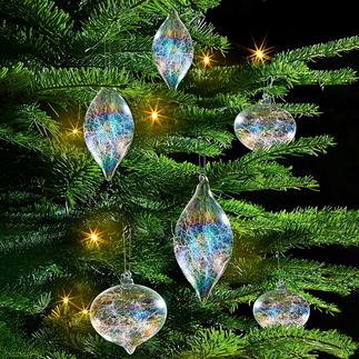 Irisierender Glasfäden-Baumschmuck, 6er-Set Reizvolles Lichtspiel: der Baumschmuck mit Glasfäden-­Füllung und Regenbogen­Schimmer.