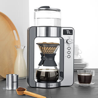 Pour-Over-Kaffeemaschine mit Waage Moderne Pour-Over-Technologie mit integrierter Kaffeewaage. Benässt das Pulver so gleichmäßig und sorgsam wie von Hand. Brüht Ihren Kaffee genau, wie Sie ihn mögen.