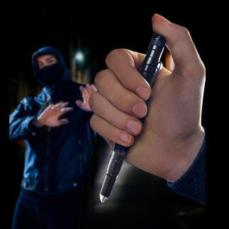 Tactical Pen 9-in-1: solider Kugelschreiber, LED-Leuchte, Glasbrecher, griffbereites Notwehr-­Tool, ... Macht sich jeden Tag nützlich.