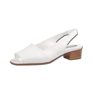 Weiße Mario Arpili Sandalette in Größe 36 mit mittelhohem Holzabsatz.