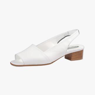 Weiße Mario Arpili Sandalette in Größe 36 mit mittelhohem Holzabsatz.