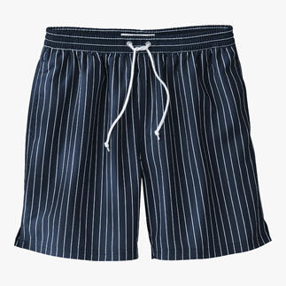 Navy Swim & Dry-Badeshorts mit weißen Streifen.