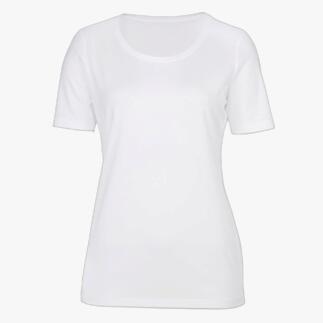 Weißes Basic-Shirt mit Rundhalsausschnitt in Größe 36.