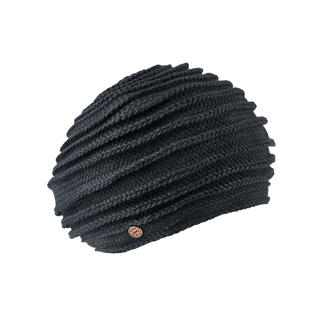 Schwarze Borten-Baskenmütze von Mayser mit geflochtenem Design.