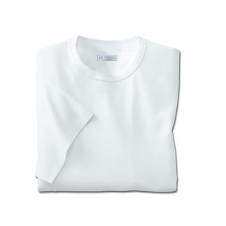 Weißes Sunspel-Shirt, kurzarm, Rundhals, Größe 46/48.