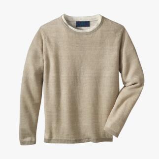 Beiger leichter Klima-Pullover aus Leinen von Carbery auf einem weißen Hintergrund.