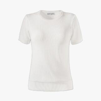 Weißes Giza-Strick-Shirt, Größe 36.
