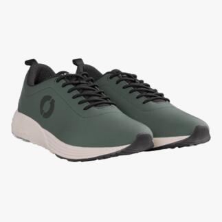 Vorderansicht von zwei schwarzen Ecoalf Recycling-Sneakers nebeneinander.