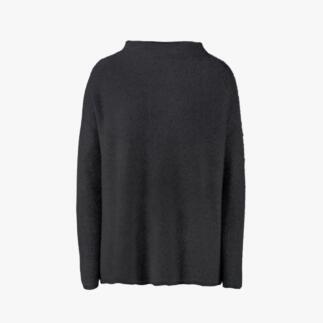 Schwarzer Kaschmir-Turtleneck mit hohem Kragen hinten