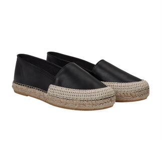 Schwarze Leder-Espadrilles von Macarena, Größe 36.