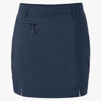 Dunkelblauer Funktions-Skort mit seitlichem Reißverschluss und zwei Saumöffnungen.