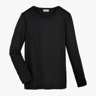 Schwarzes Edel-Longsleeve aus hochwertigen Materialien, schlicht und funktional