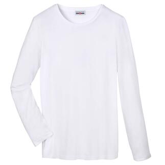 Weißes Edel-Longsleeve aus hochwertiger Baumwolle, schlicht und bequem