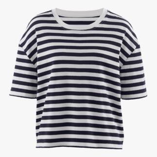 Gestreiftes Boxy-T-Shirt, frontal betrachtet.