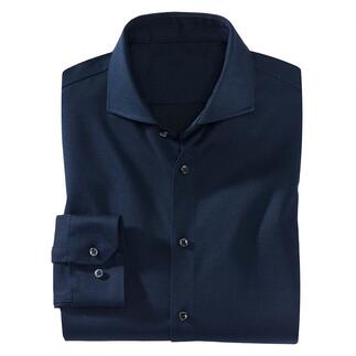 Gefaltetes schwarzes Desoto Jersey-Hemd mit Knöpfen und Manschette.