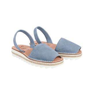 Paar Avarcas de Menorca-Sandalen in Denimfarbe, Größe 36