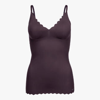 Lila BH-Top mit V-Ausschnitt und breiten Trägern.