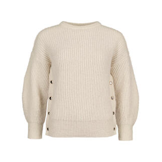 Beiger Pullover mit lockerer Passform und Knöpfen an den Seiten.