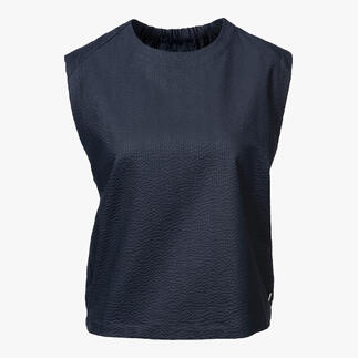 Dunkelblaues Blusenshirt mit geraden Schnitt.