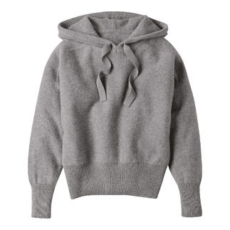 Graue Boiled Cashmere D-Hoodie auf hellem Hintergrund