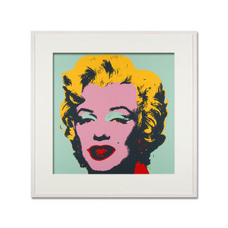 Andy Warhol – Marilyn türkis Sunday B. Morning Siebdruck auf 1,52 mm starkem Museumskarton. Maße: gerahmt 112 x 112 cm