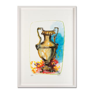 Markus Lüpertz – Vase 1 Keine Lüpertz-Edition ist wie diese. Einer seiner seltenen farbenfrohen Siebdrucke. Gering limitiert mit 40 Exemplaren. Maße: gerahmt 57 x 79 cm