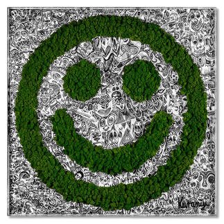 Romulo Kuranyi – Living Smile Romulo Kuranyis weltweit bekannte Kunst: Erstmals mit echtem Moos auf Aluminium. Exklusiv bei Pro-Idee. 30 Exemplare. Maße: 100 x 100  4 cm