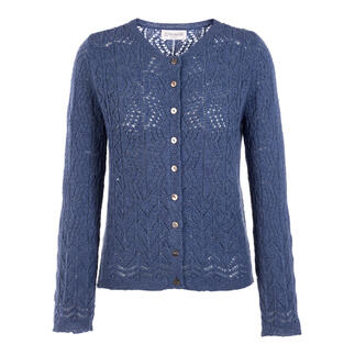 Lila Eribe Lace-Stitch-Cardigan mit Knöpfen frontal aufgenommen.