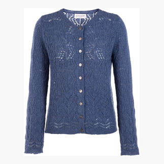 Lila Eribe Lace-Stitch-Cardigan mit Knöpfen frontal aufgenommen.