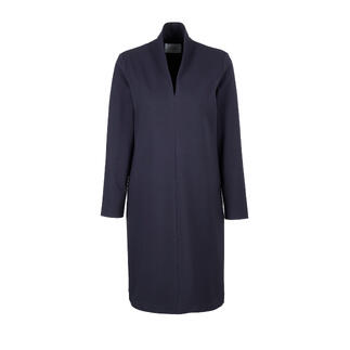 Kragen-Kleid in blau mit langen Ärmeln und taillierter Silhouette.