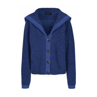 Blaue Matrosen-Cardigan mit Knöpfen in Frontalansicht.