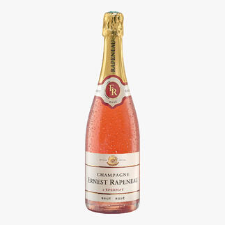 Flasche Champagne Ernest Rapeneau Rosé mit feinen Blasen.