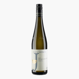 Flasche Riesling Heiligenstein BIO Wein mit schlichtem Design.