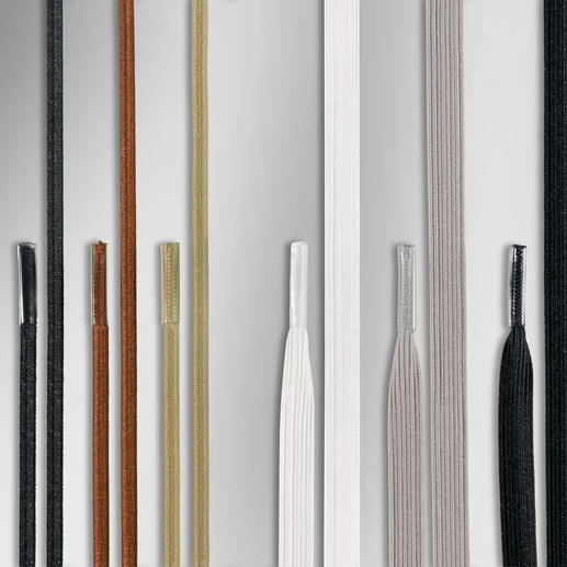 Schwarz, Braun und Hellbraun für Schuhe mit 2 – 5 Ösen. Schwarz, Weiß und Grau für Schuhe mit 7-8 Ösen. Schwarz, Braun und Hellbraun für Schuhe mit 2 – 5 Ösen. Schwarz, Weiß und Grau für Schuhe mit 7-8 Ösen.