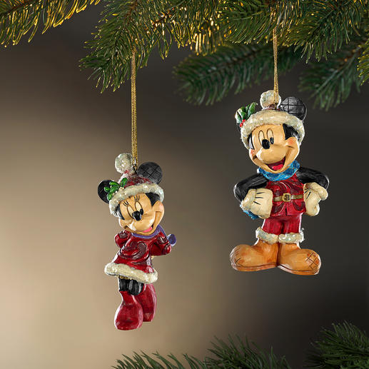 Mickey und Minnie Weihnachtsfiguren im festlichen Design, 2er-Set