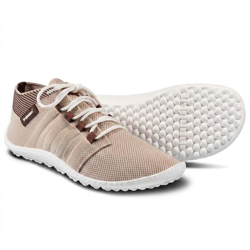 Beige leguano Barfuß-Sneaker mit elastischen Schnürsenkeln.