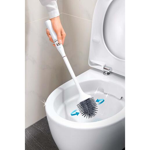 Elektrische WC-Bürste mit UV-C-Licht Die WC-Bürste neuster Generation: Reinigt elektrisch und desinfiziert sich selbst. 360°-Rotation. 2.000 mAh-Akku. 8 UV-C-Sterilisationslampen.